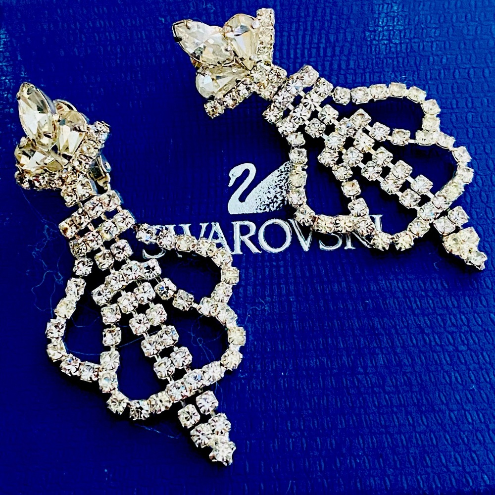 Silver toned earrings with Swarovski crystals